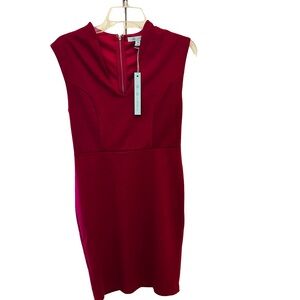 She + Sky Deep Pink V-Neck Dress Medium